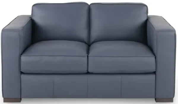 Copenhagen Navy Blue Leather Loveseat