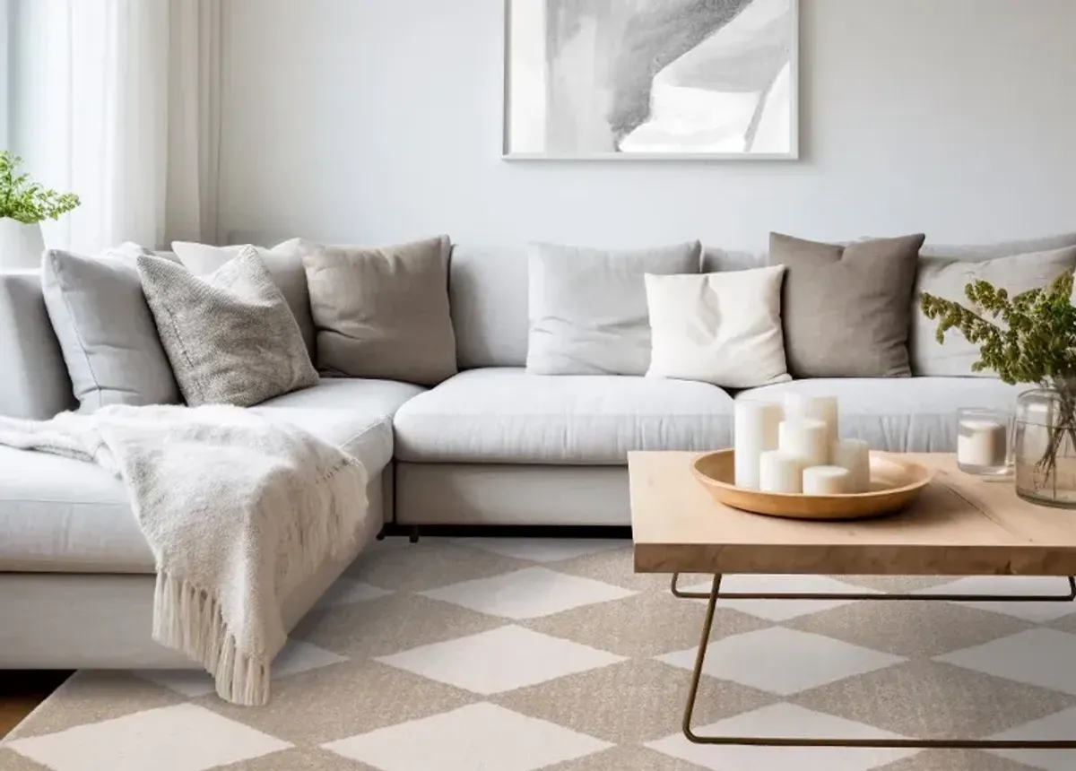 Century 7 x 10 Beige and Cream Diamond Area Rug