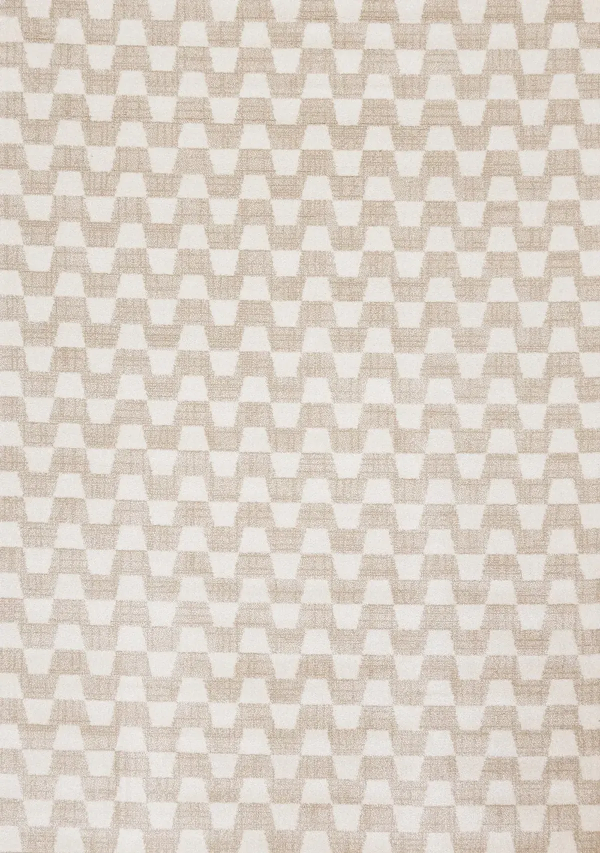 Century 5 x 8 Beige and Cream Wavy Checker Area Rug
