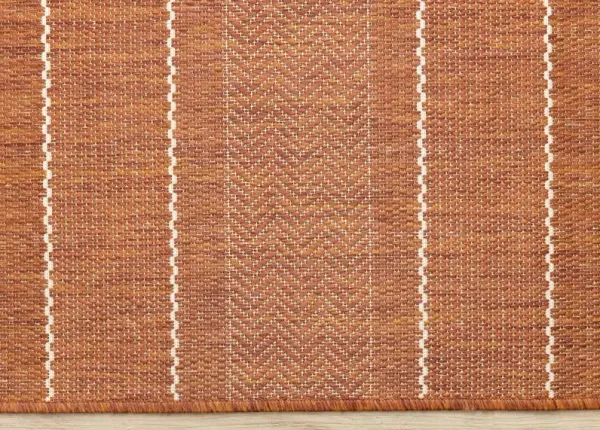 Jasper 8 x 11 Terracotta Striped Outdoor Rug