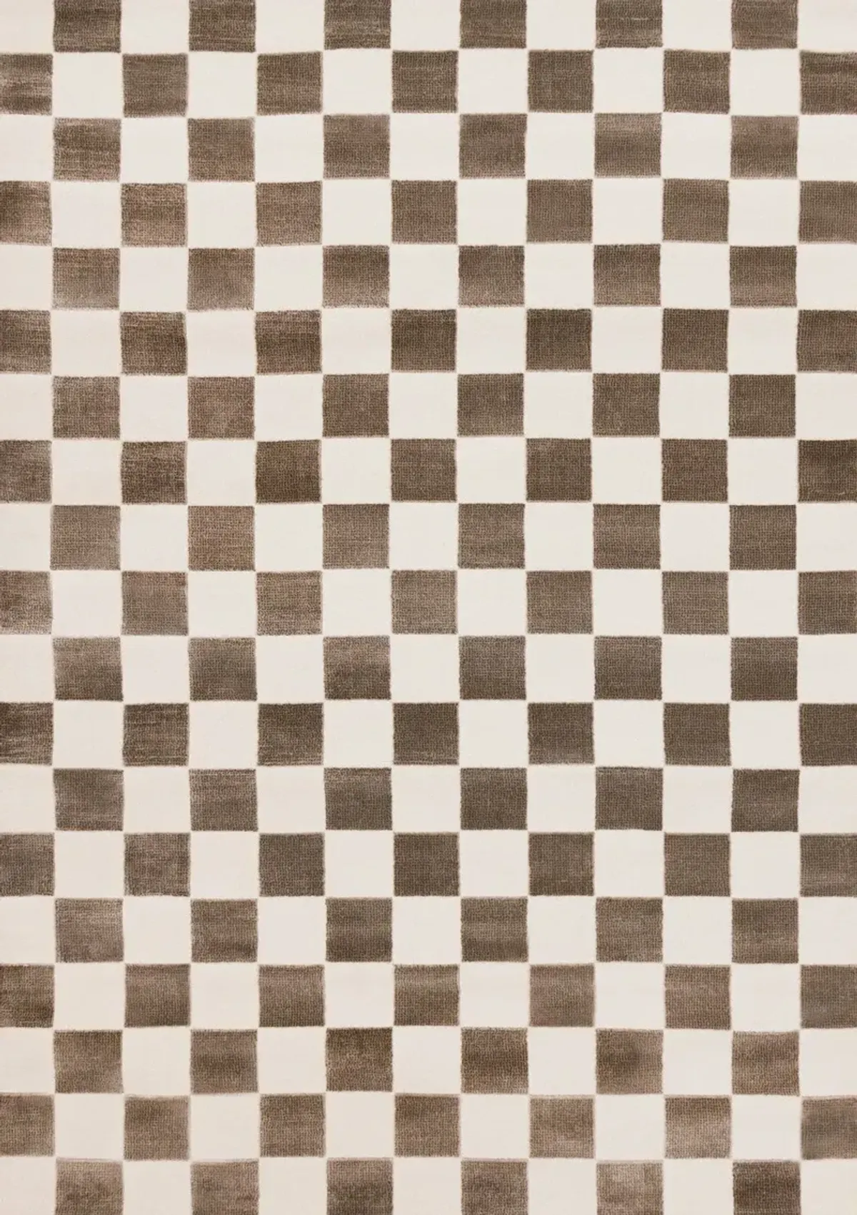 Leo Brown and Cream Checkered 7 x 10 Area Rug