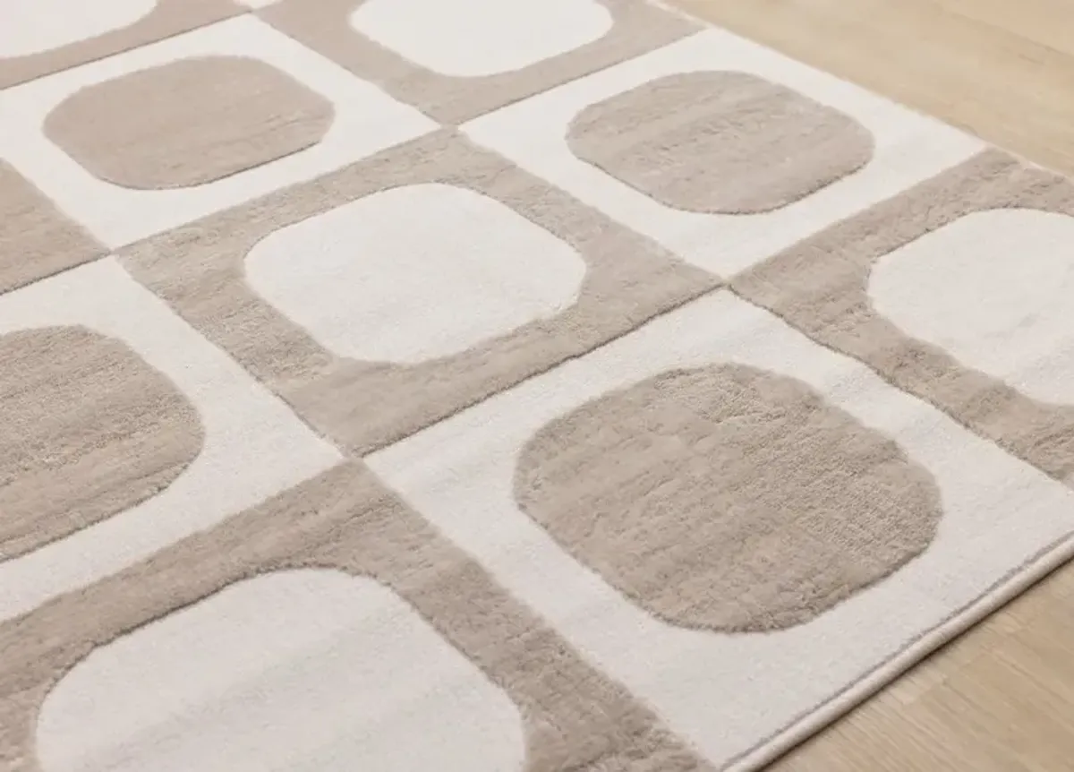 Leo Beige and Cream 8 x 11 Mid Century Modern Area Rug