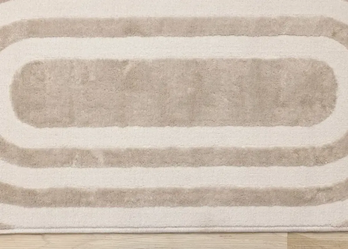Leo Beige and Cream Arches 5 x 8 Area Rug