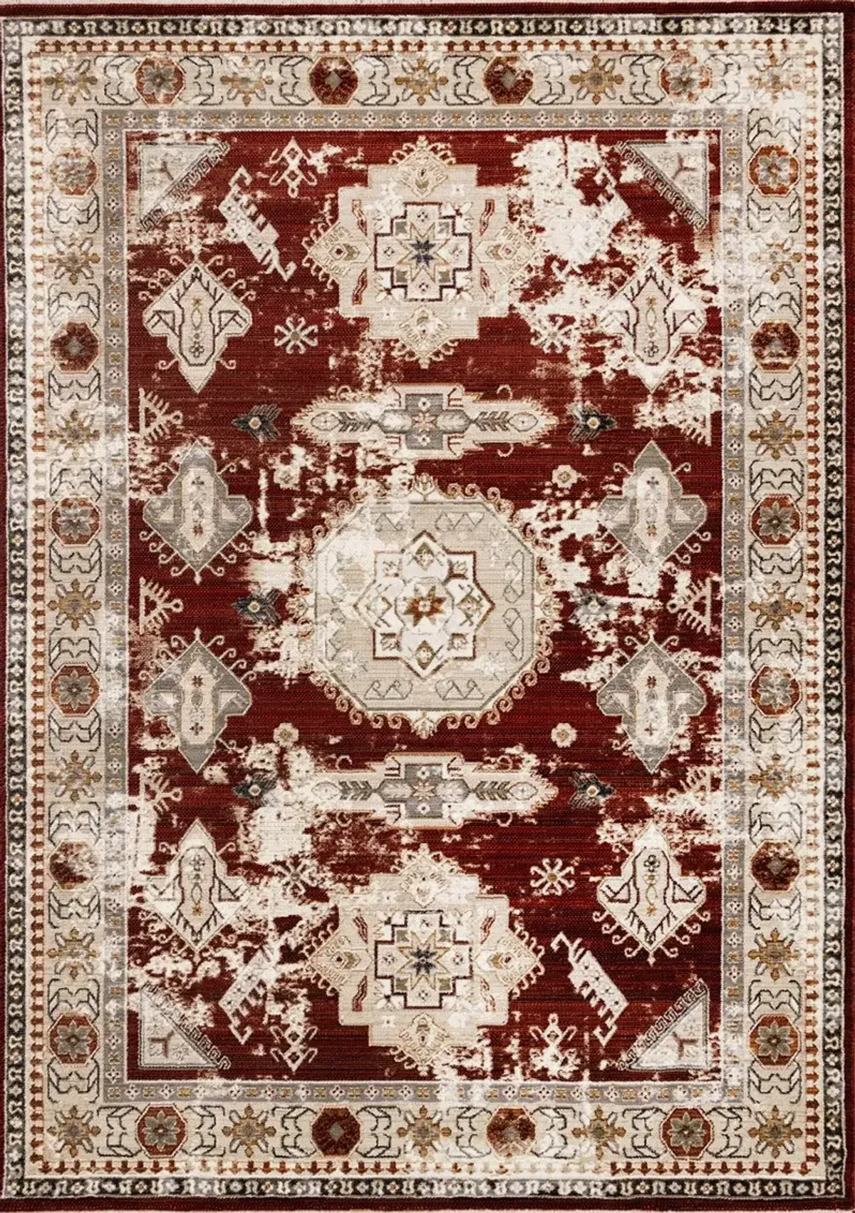 Serene Red and Cream 8 x 11 Area Rug