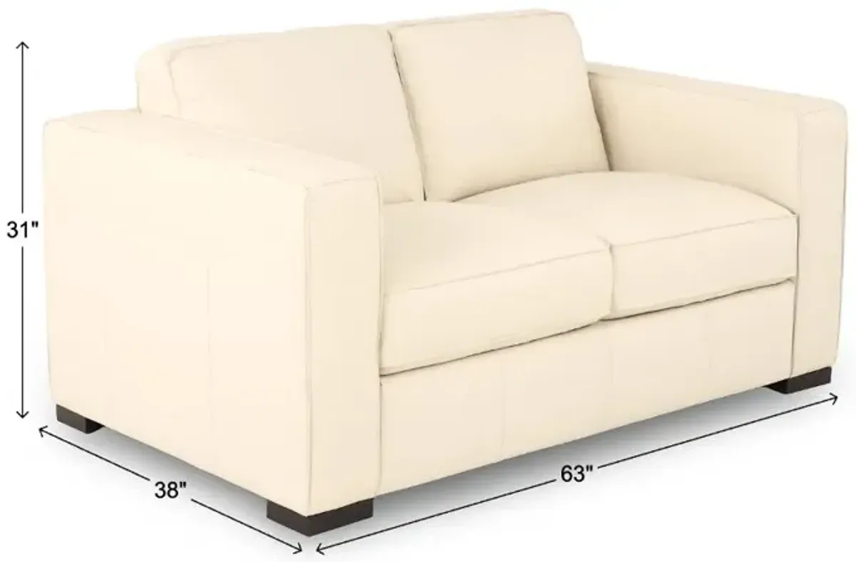 Copenhagen Off-White Leather Loveseat