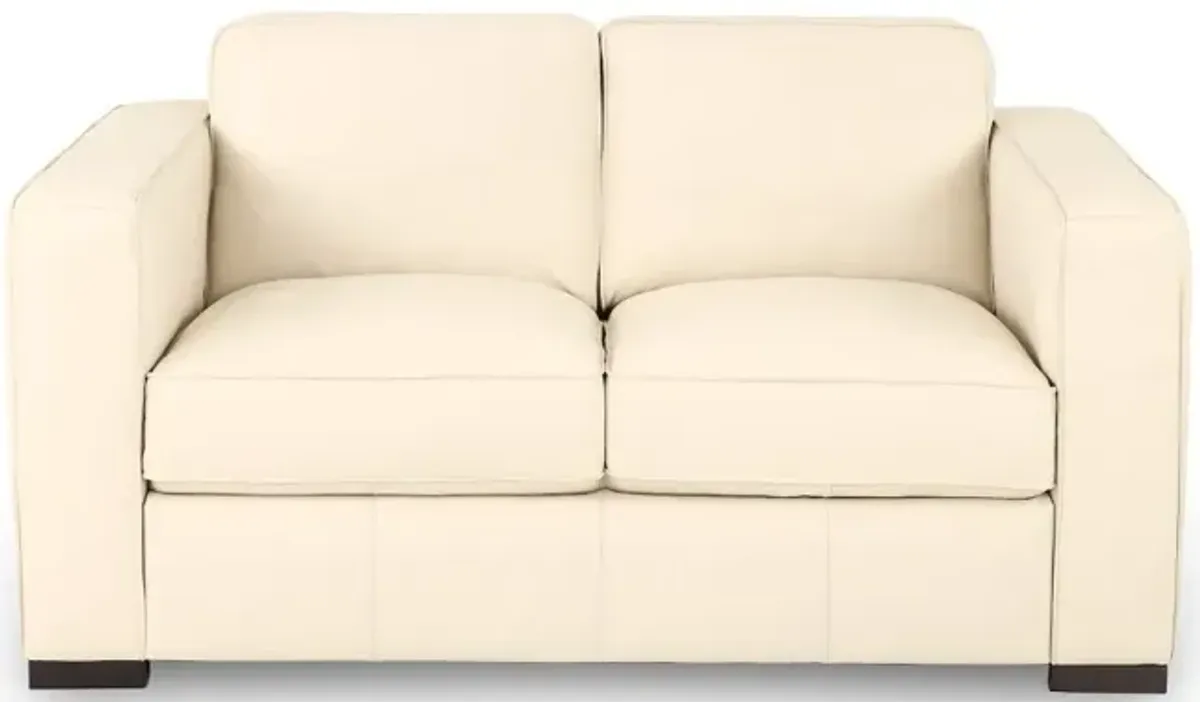 Copenhagen Off-White Leather Loveseat