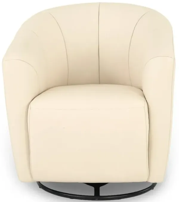 Copenhagen Off-White Leather Swivel Chair