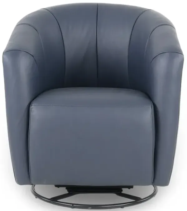 Copenhagen Navy Blue Leather Swivel Chair