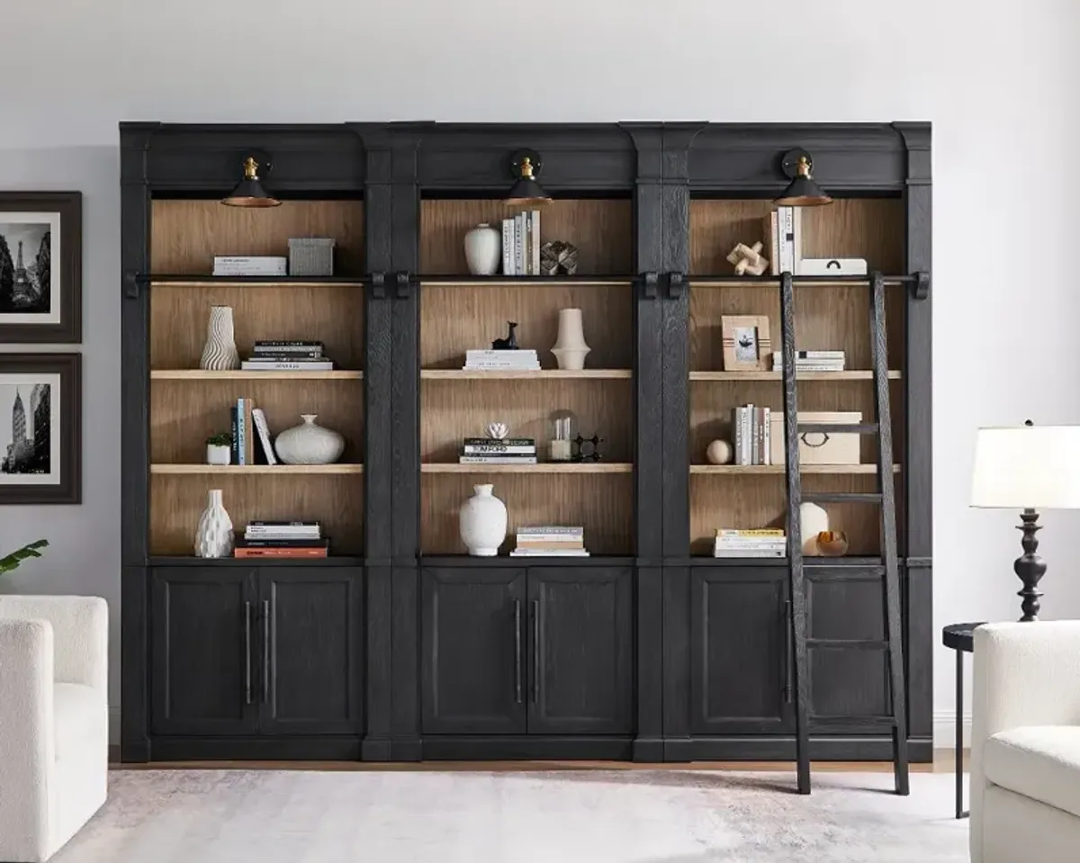 Willow Lane Black 3 Piece Bookcase with Ladder