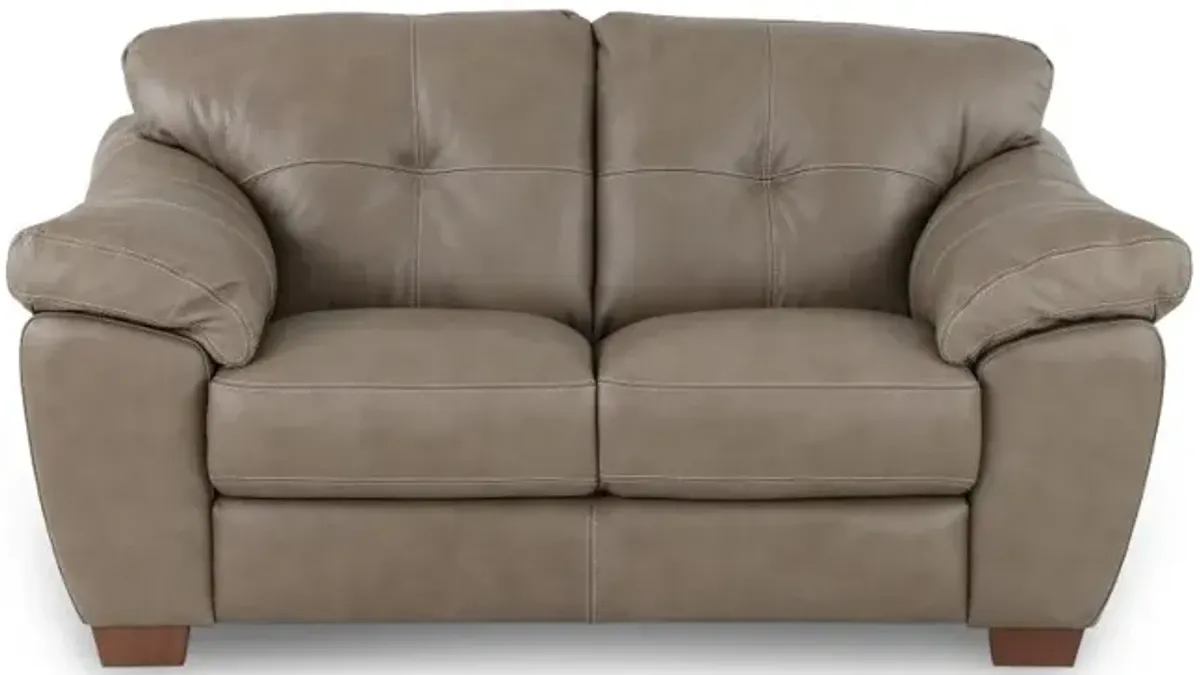 Clay Taupe Leather Loveseat