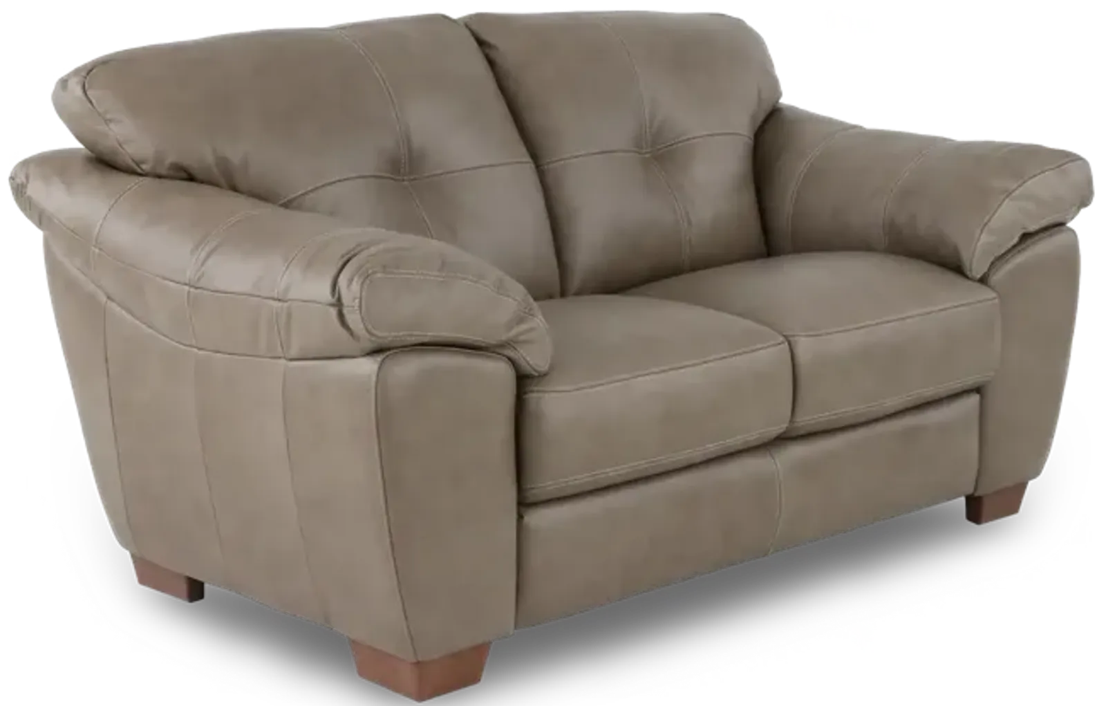 Clay Taupe Leather Loveseat