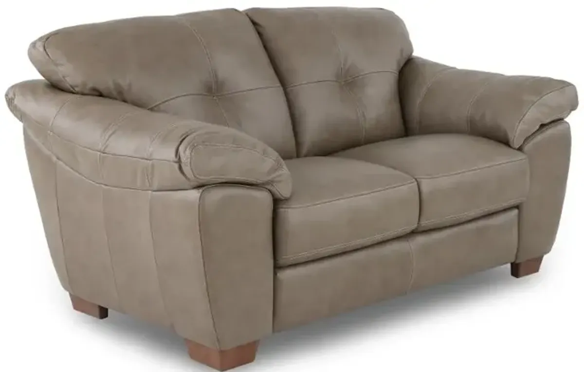 Clay Taupe Leather Loveseat