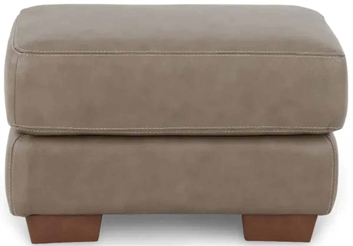 Clay Taupe Leather Ottoman