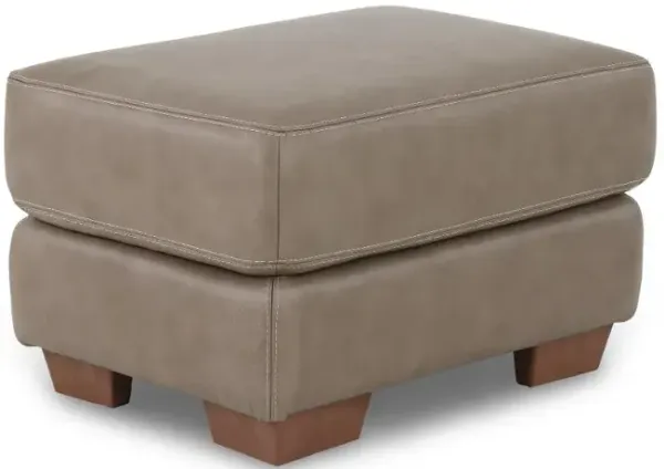 Clay Taupe Leather Ottoman