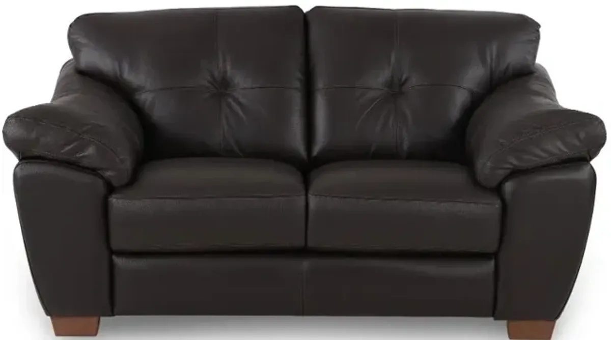 Clay Dark Brown Leather Loveseat