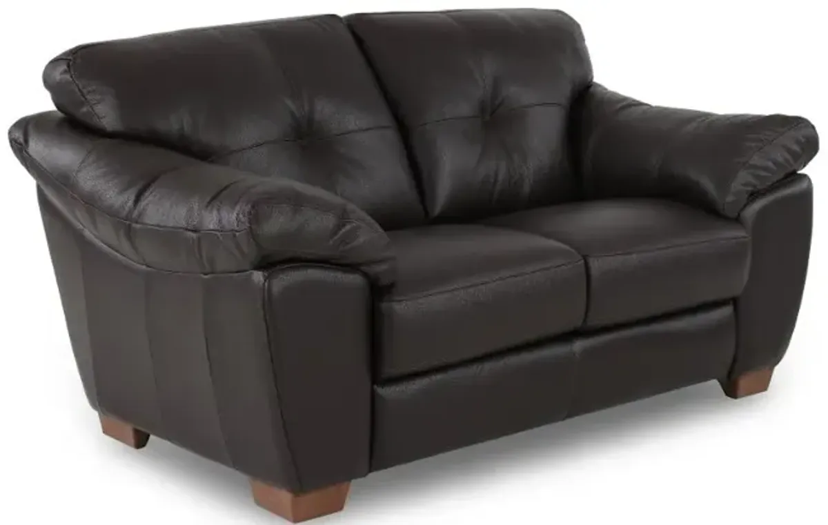 Clay Dark Brown Leather Loveseat