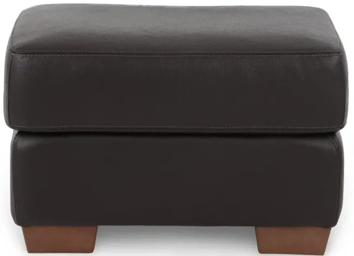 Clay Dark Brown Leather Ottoman
