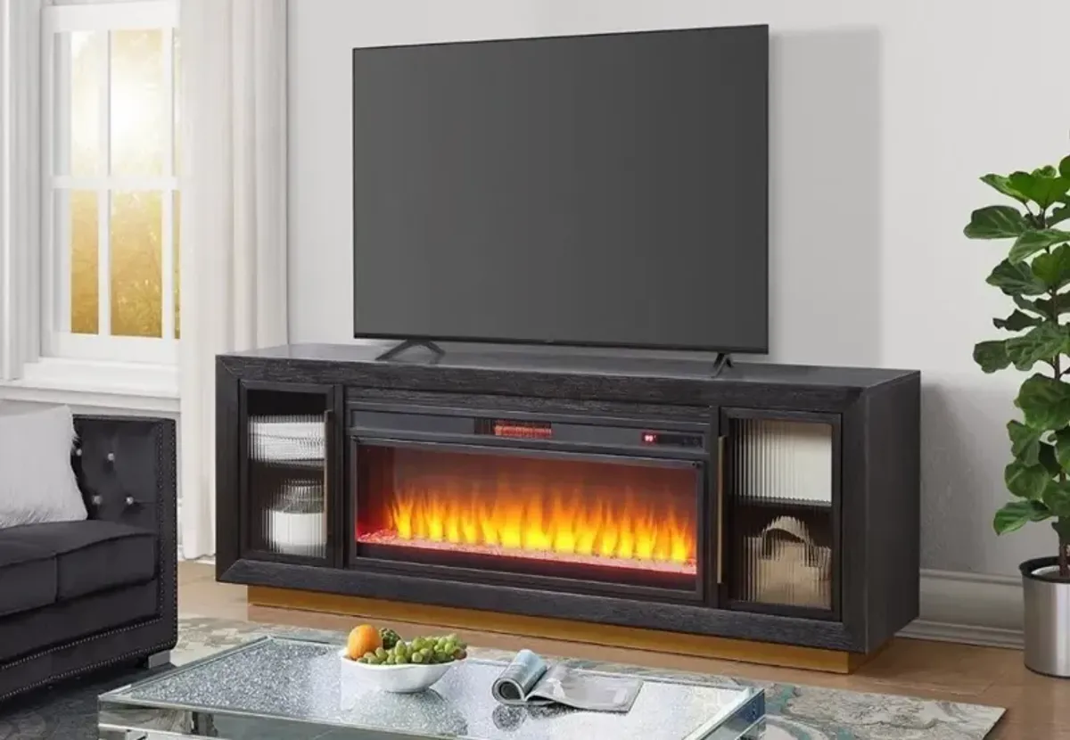 Montrose Black and Gold Fireplace Mantle