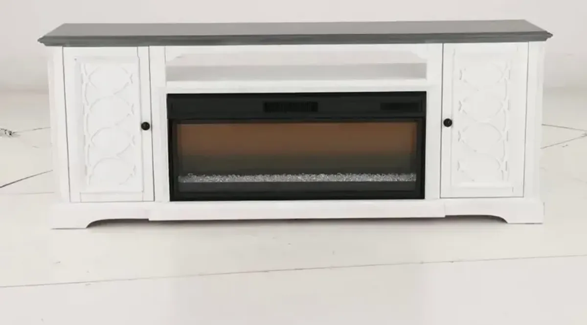 Montgomery Antique White and Gray Fireplace Mantle