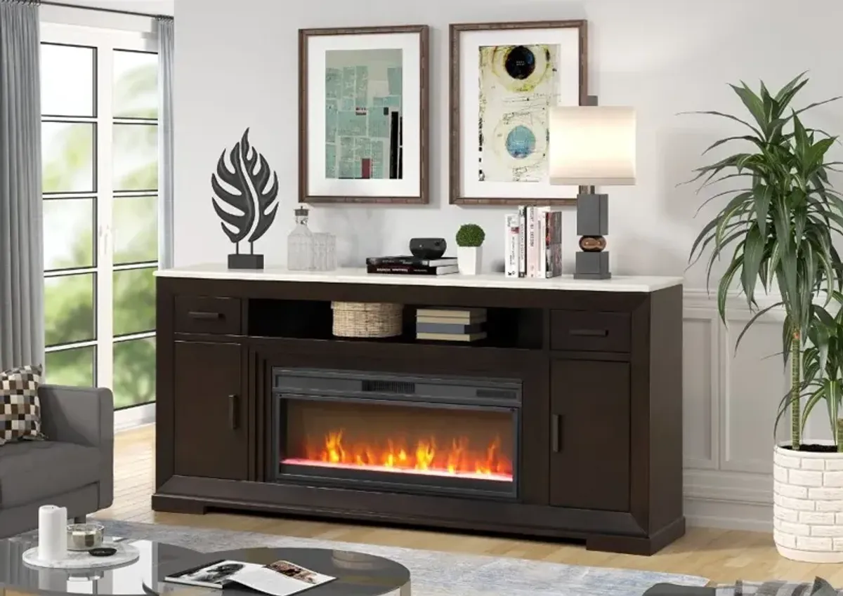 Avalong Brown and White Fireplace Mantle