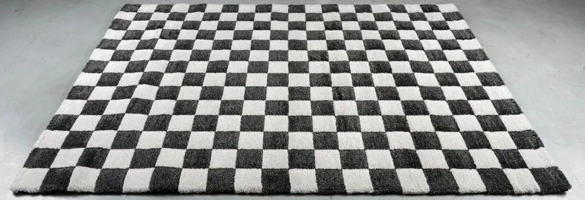 Nube 8 x 10 Checkerboard Black Area Rug