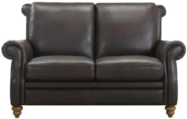 Pentos Dark Brown Leather Loveseat