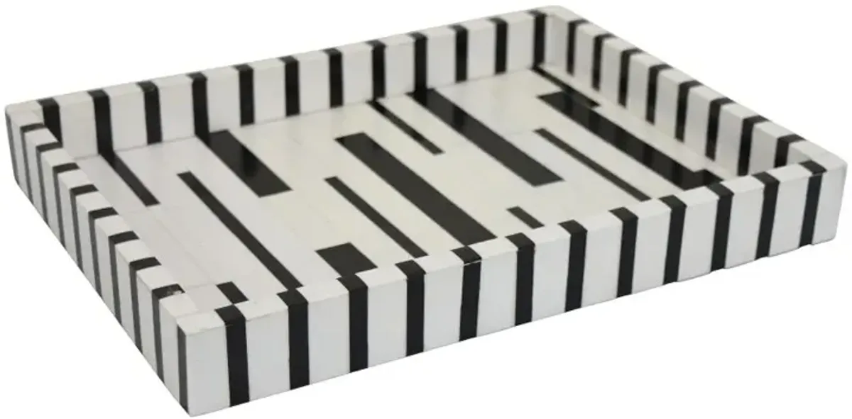 Decorative Black and White Wood Tray