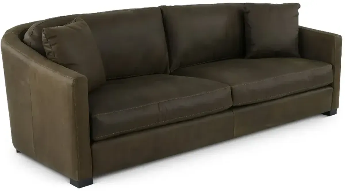 Adele Green Leather Sofa