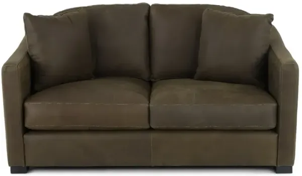 Adele Green Leather Loveseat