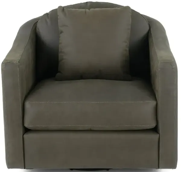 Adele Green Leather Swivel Chair