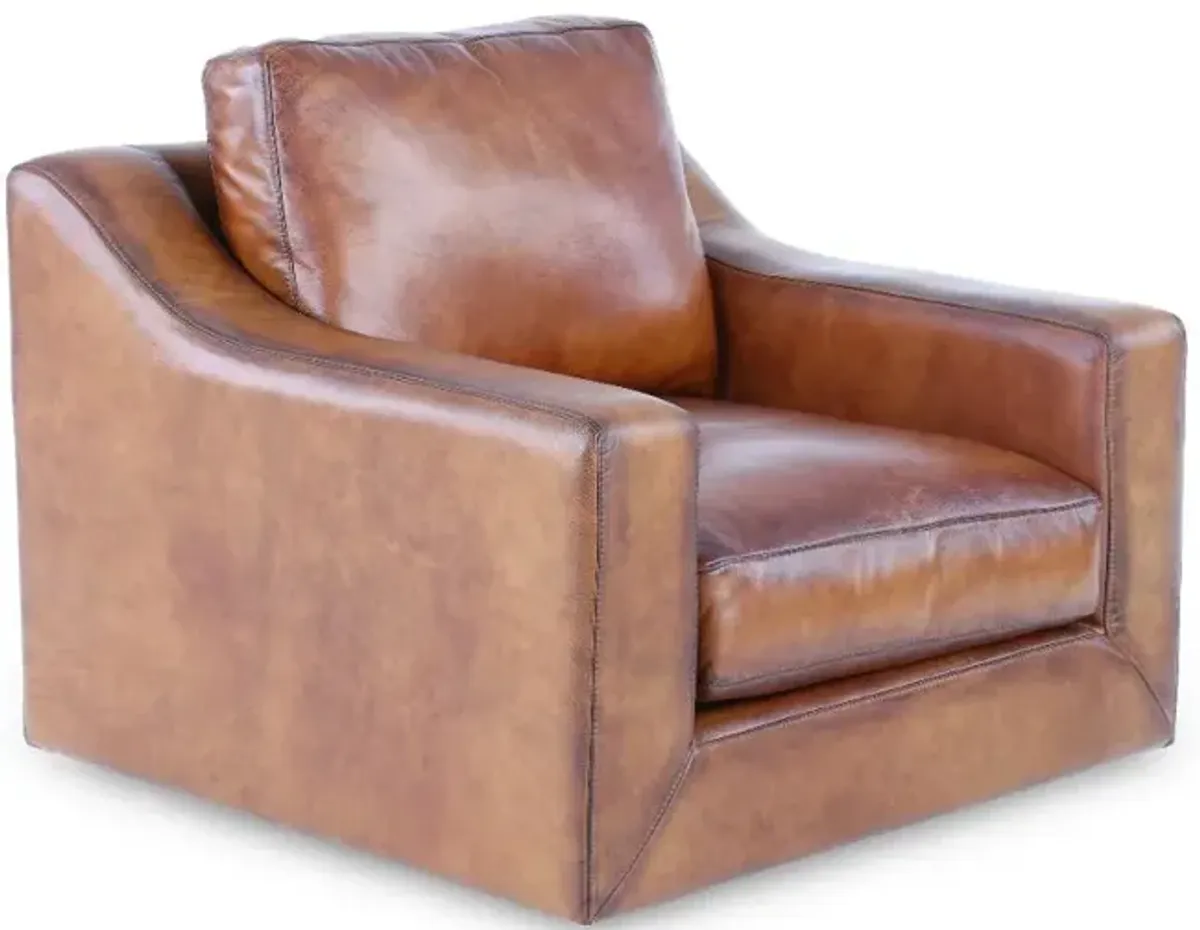 Ramba Brown Leather Swivel Chair