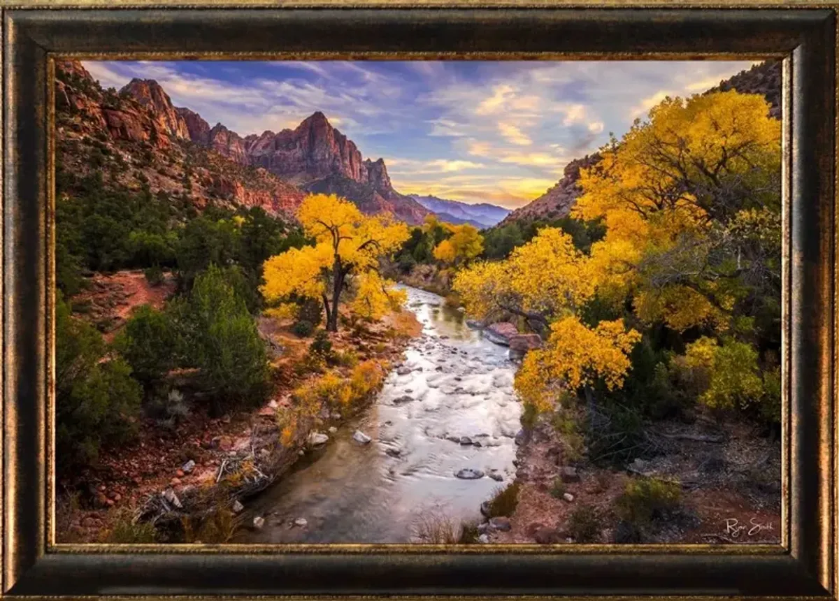River of Gold Framed Canvas