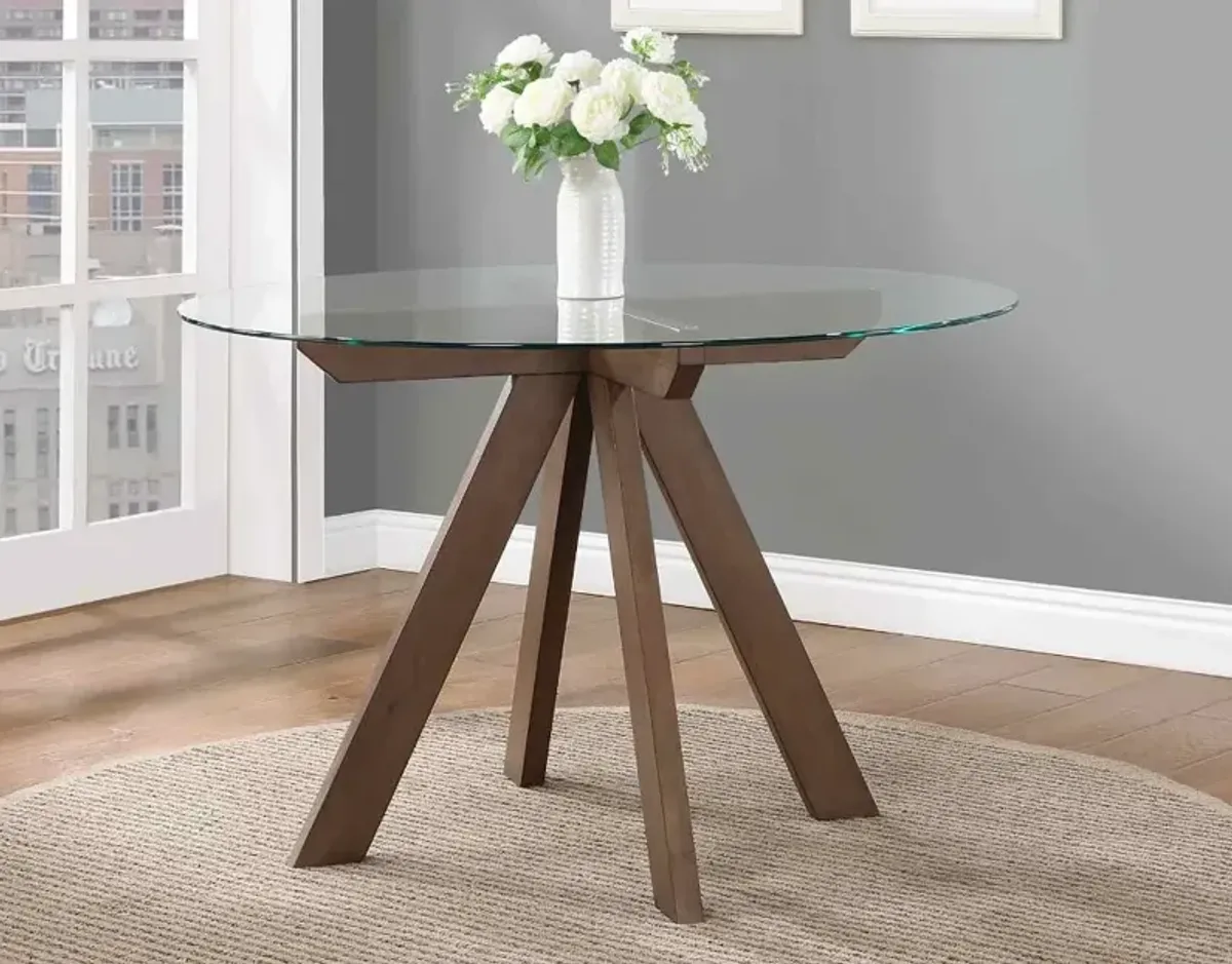Wade Mocha Brown and Glass Round Dining Table
