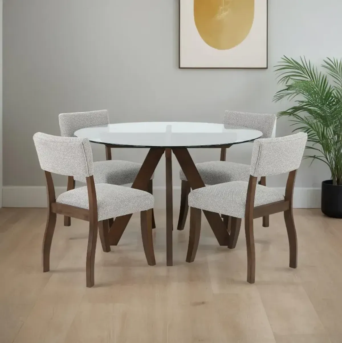 Wade Mocha Brown and Glass 5 Piece Dining Set