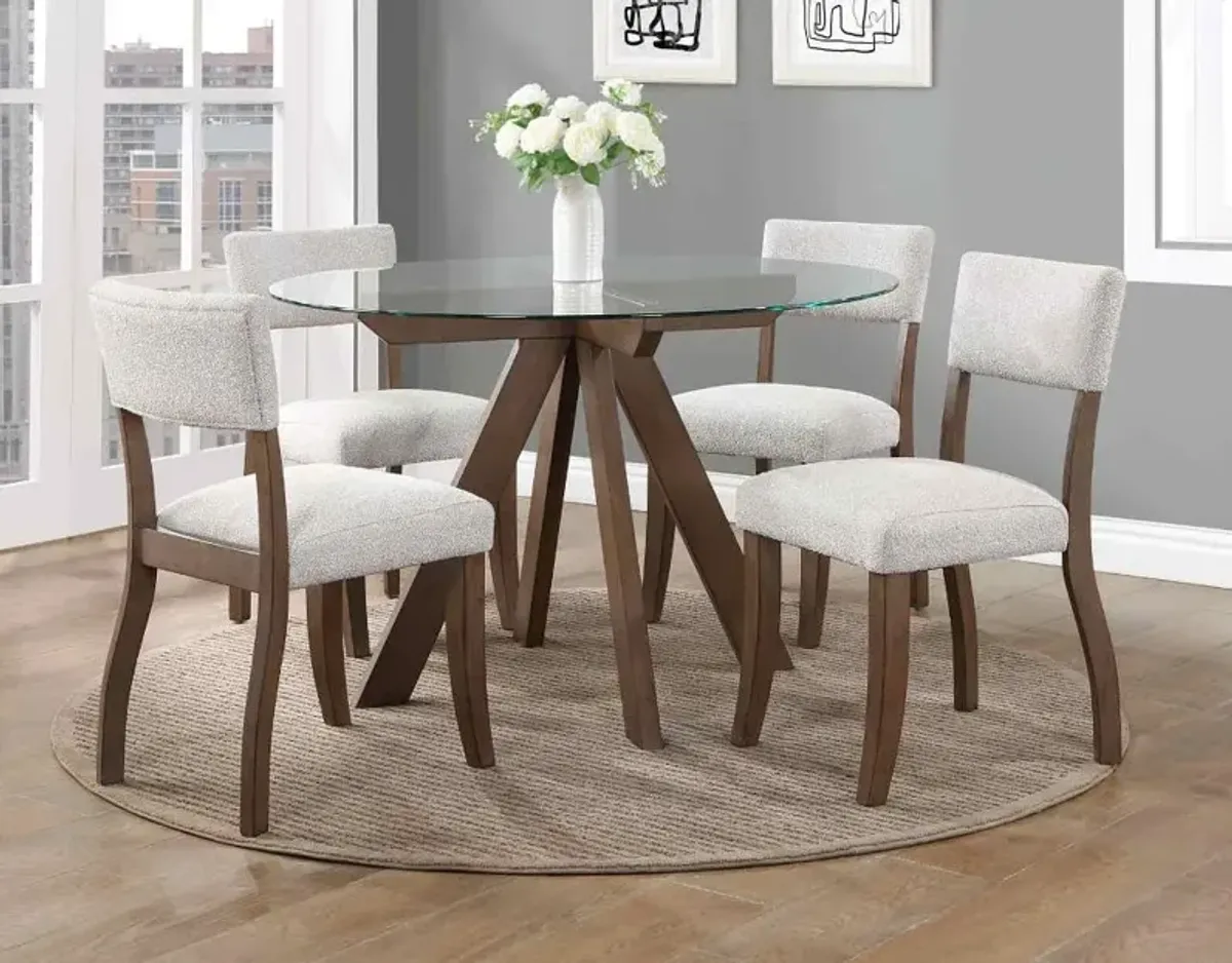 Wade Mocha Brown and Glass 5 Piece Dining Set