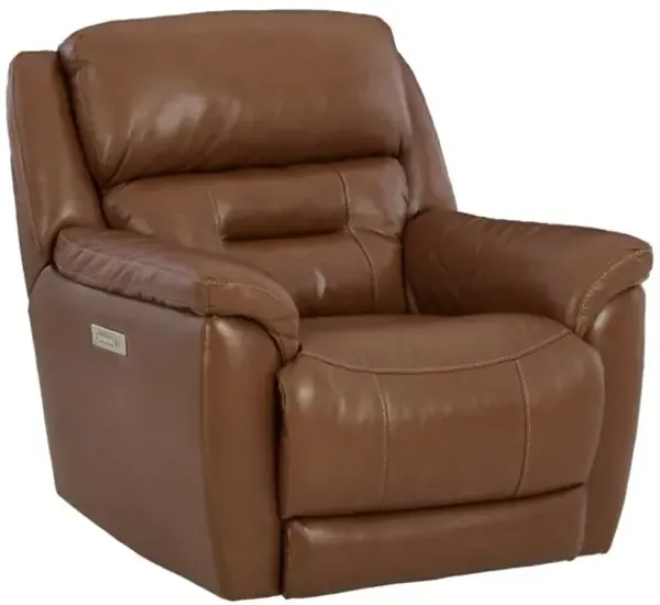 Contender Saddle Brown Leather Power Recliner