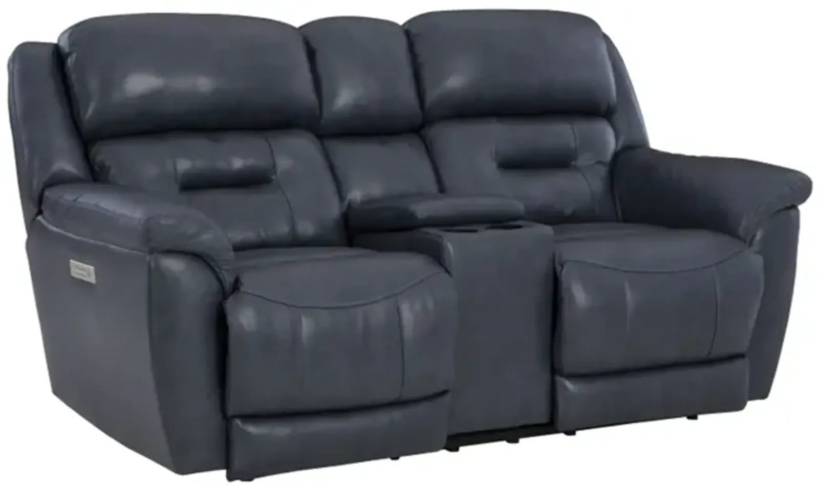 Contender Midnight Blue Leather Power Reclining Loveseat