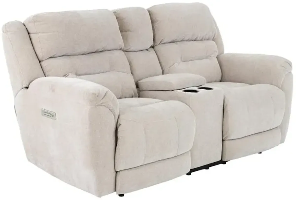 Knockout Stone Beige Power Reclining Loveseat with Console