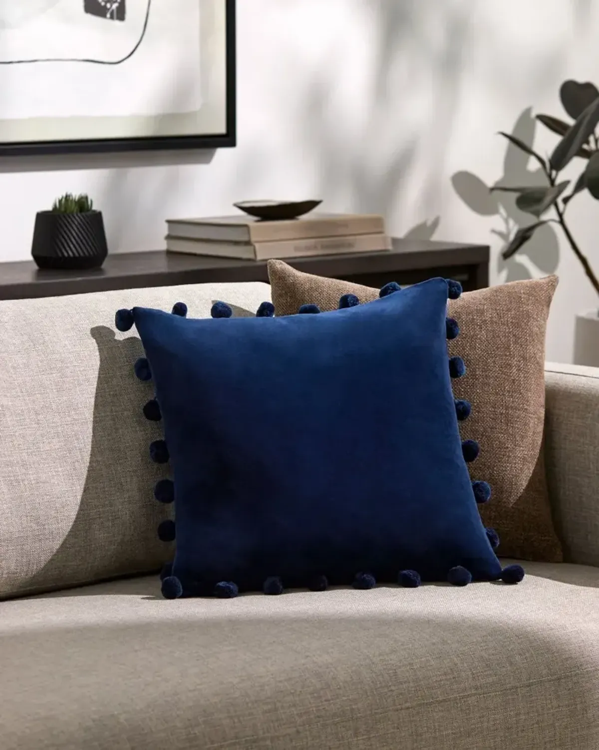 Serengeti Blue Pom Accent Pillow