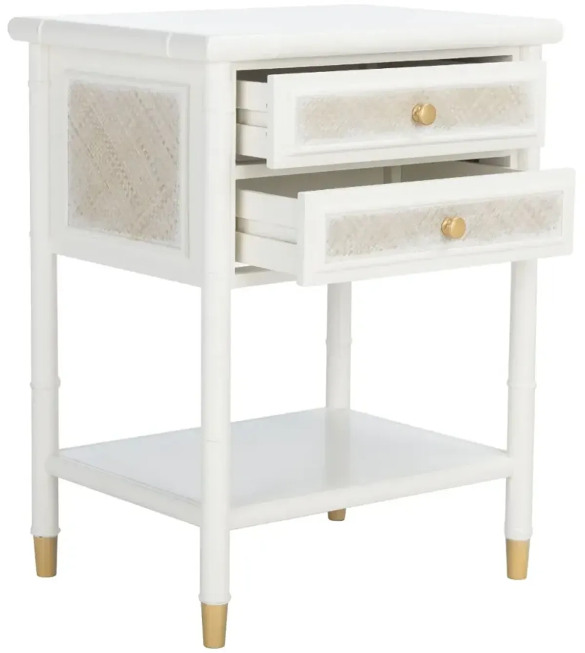 Ahab Two Drawer White Accent Table