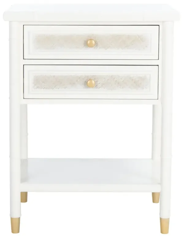 Ahab Two Drawer White Accent Table