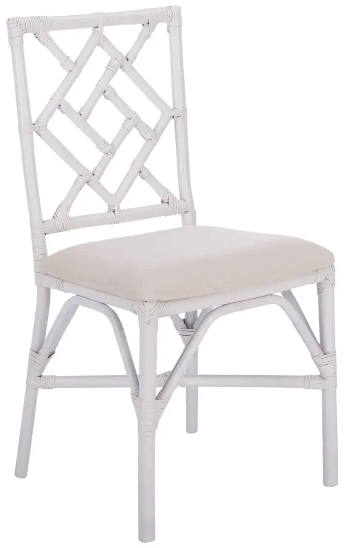 Bhumi Bamboo White Accent Chair with Cushion - Set of 2