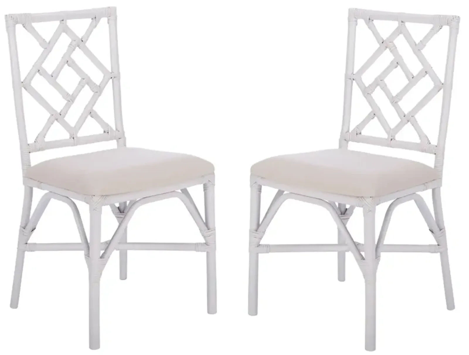 Bhumi Bamboo White Accent Chair with Cushion - Set of 2