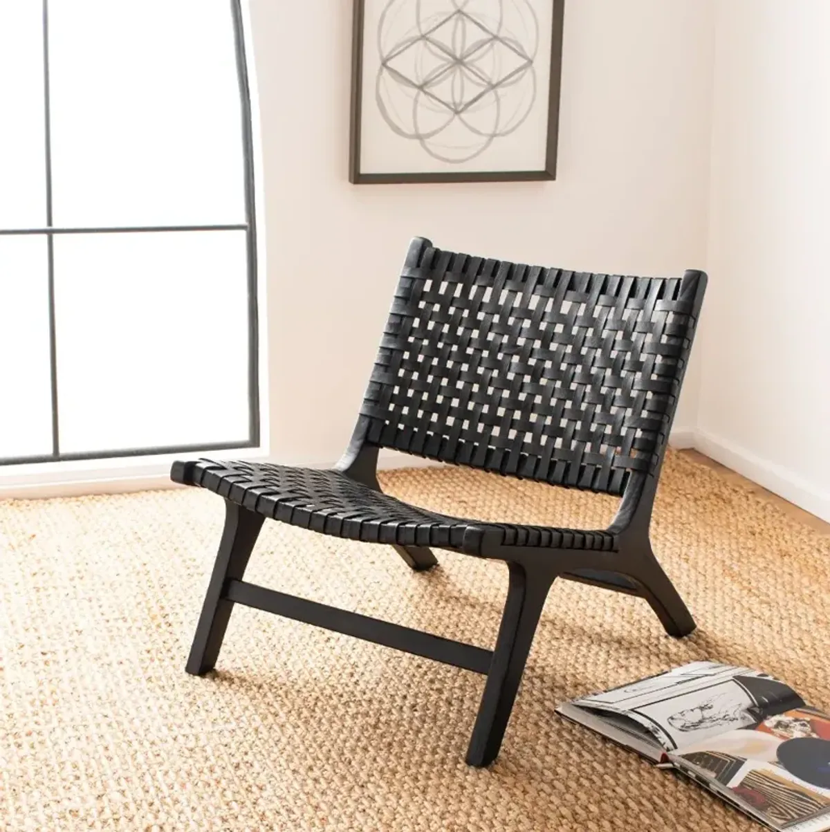 Luna Black Woven Accent Chair