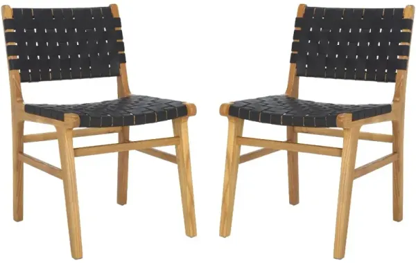 Taika Black Leather Dining Chairs - Set of 2