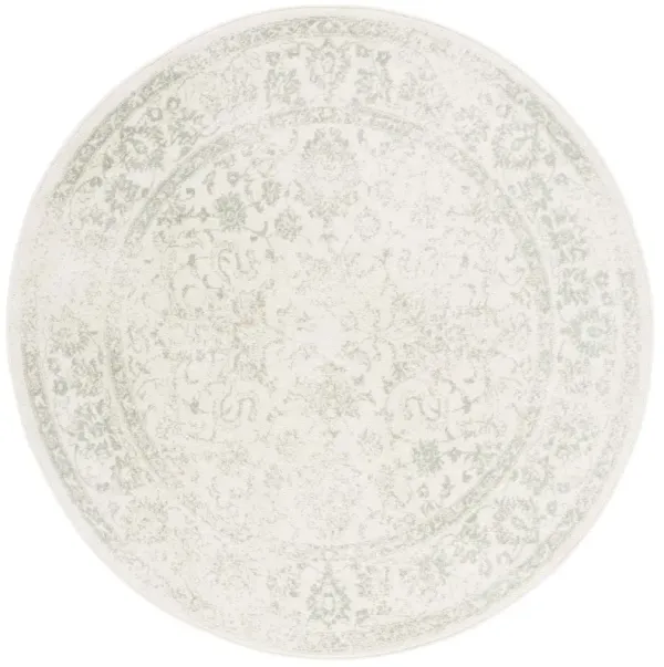Adirondack Power Loomed Ivory and Sage Round Rug