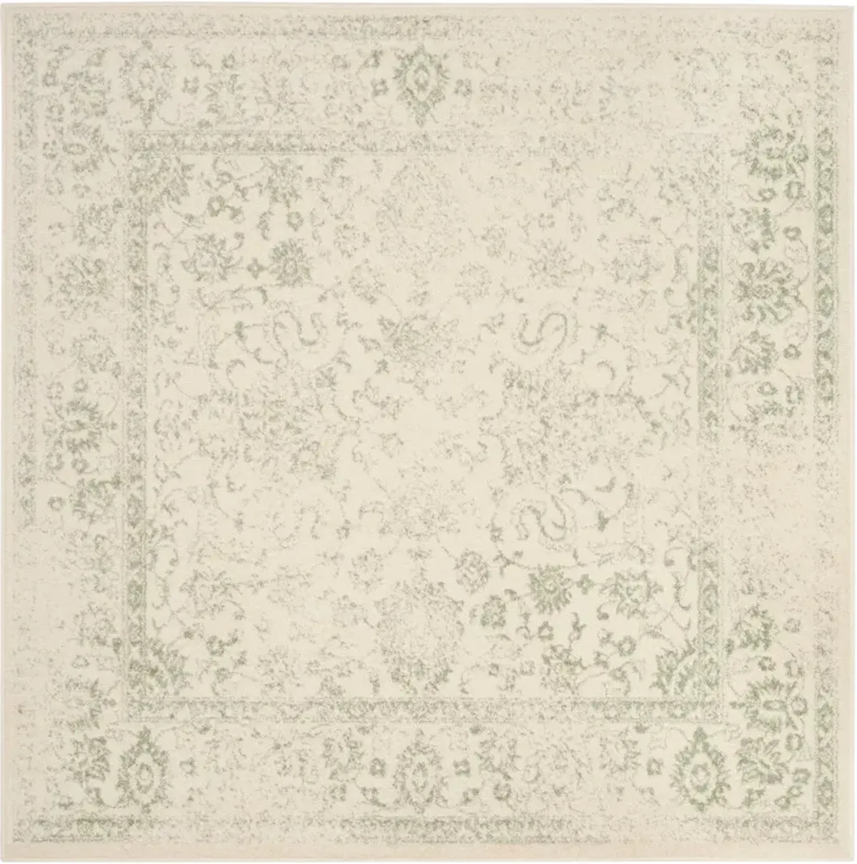 Adirondack Power Loomed Ivory and Sage Square Rug