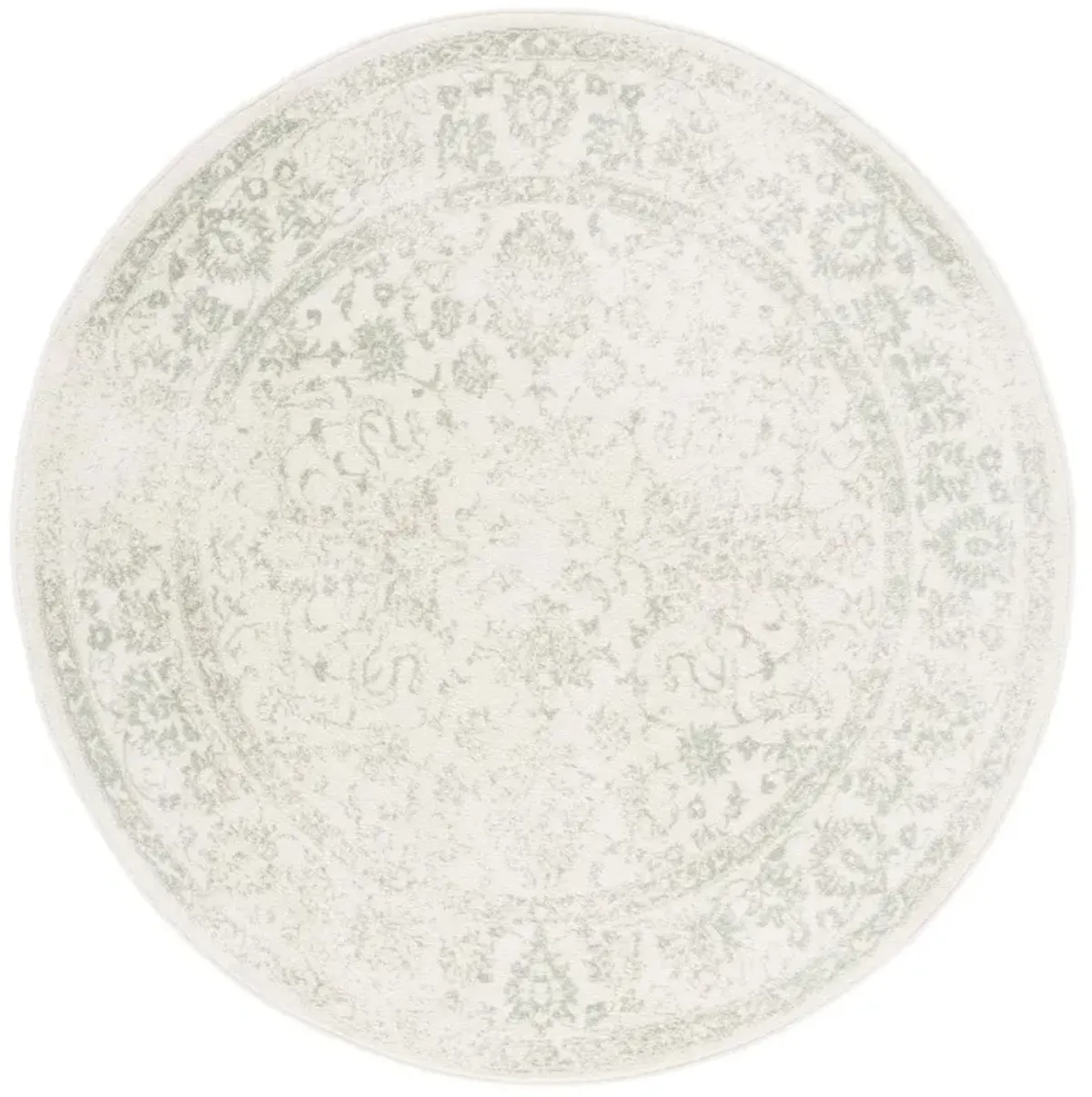 Adirondack Power Loomed Ivory and Sage Round Rug