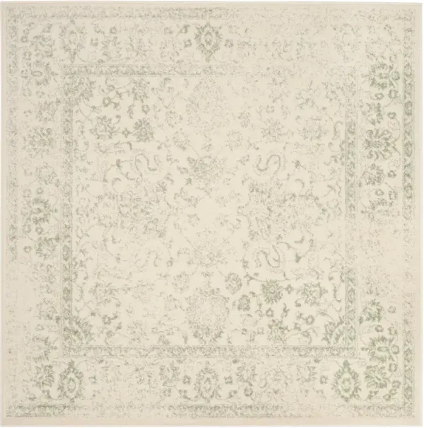 Adirondack Power Loomed Ivory and Sage Square Rug