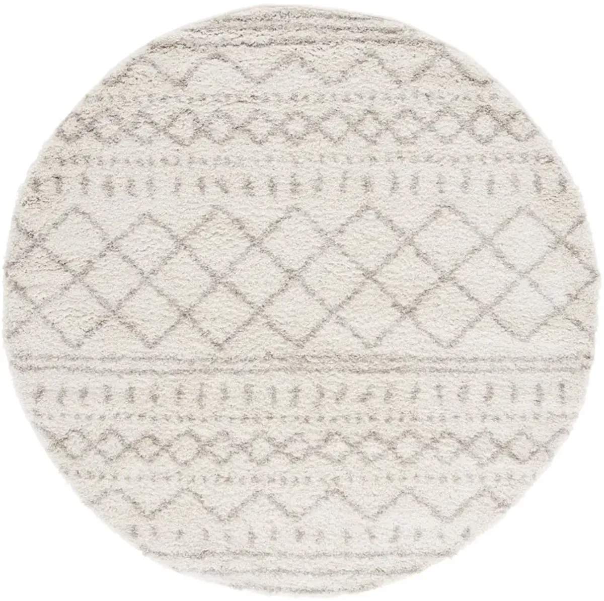 Arizona Shag Ivory and Beige Round Area Rug